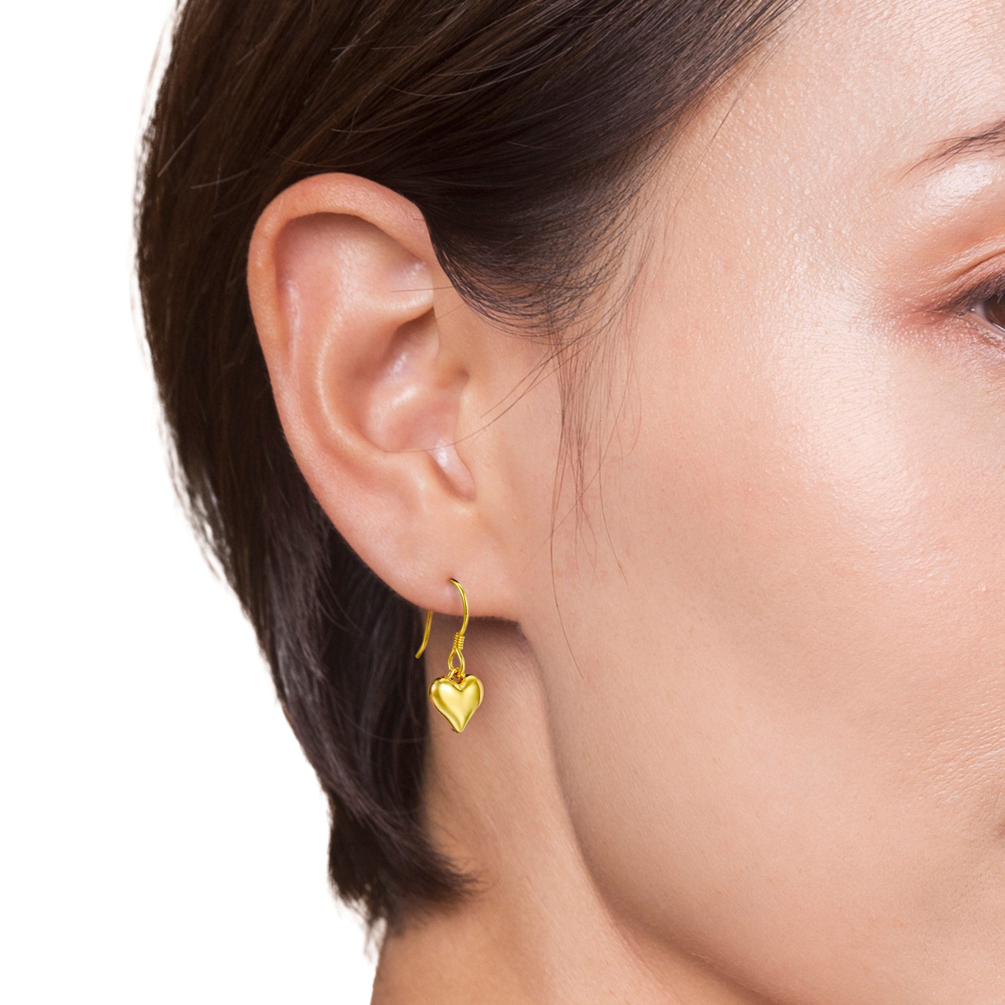 24kt Yellow Gold Heart Drop Earrings