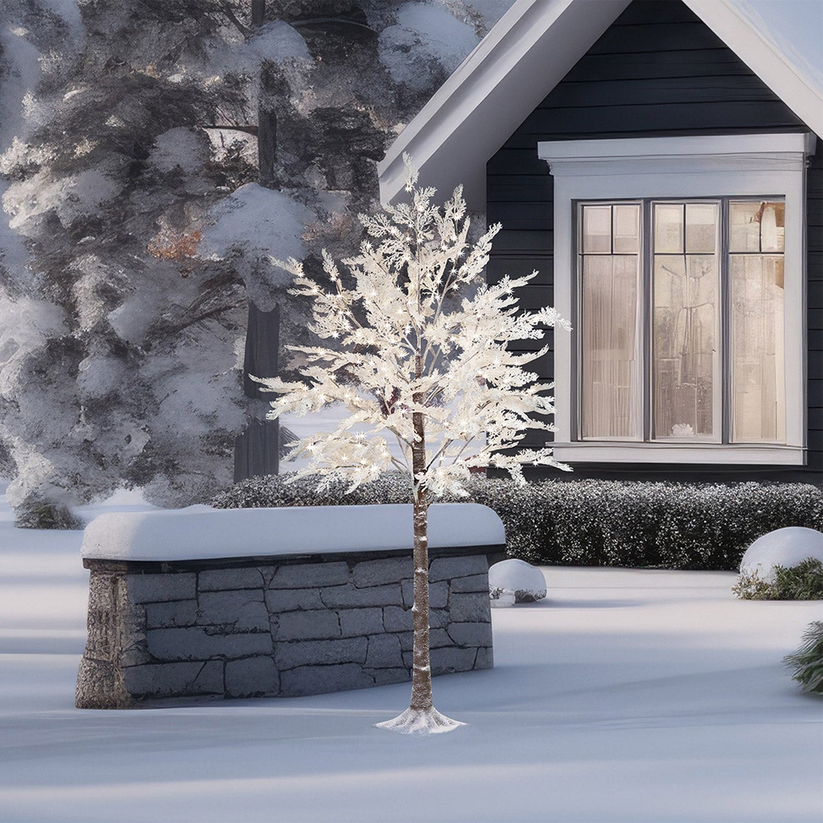 7' Flocked Cedar Tree with LED Lights