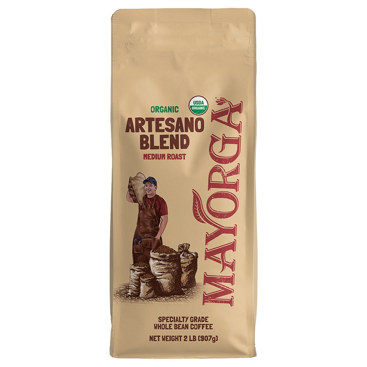 Mayorga Organic Artesano Blend Coffee, Whole Bean, Medium Roast, 2 lbs