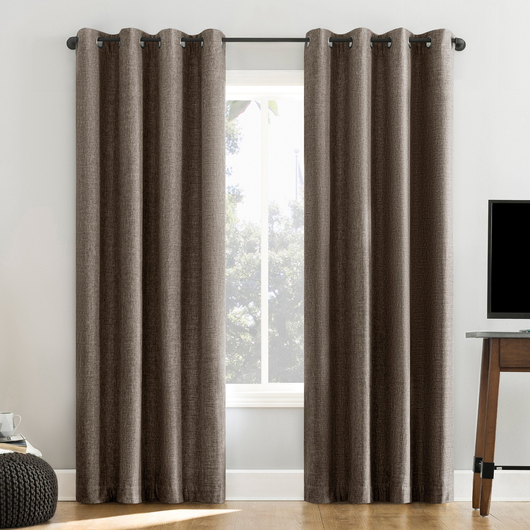Sun Zero Pratt Tonal Texture Fleece Insulated 100% Blackout Window Curtains