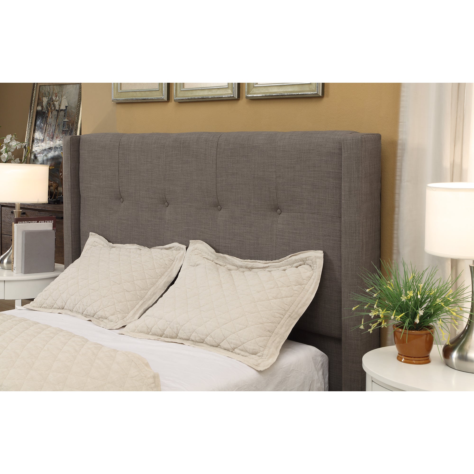 Macallister Upholstered Bed Frame with Button-Tufted Headboard