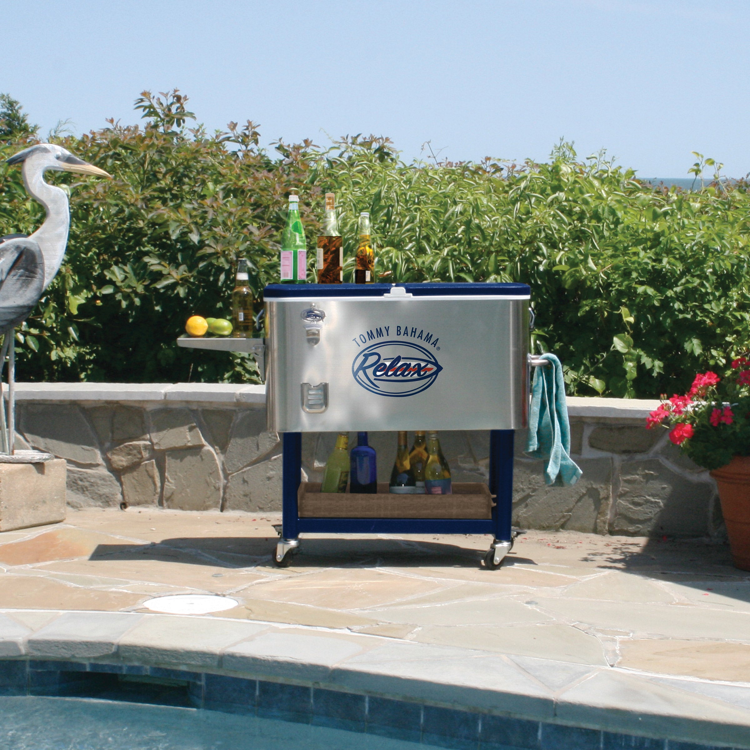 Tommy Bahama 100 Quart Stainless Steel Rolling Cooler