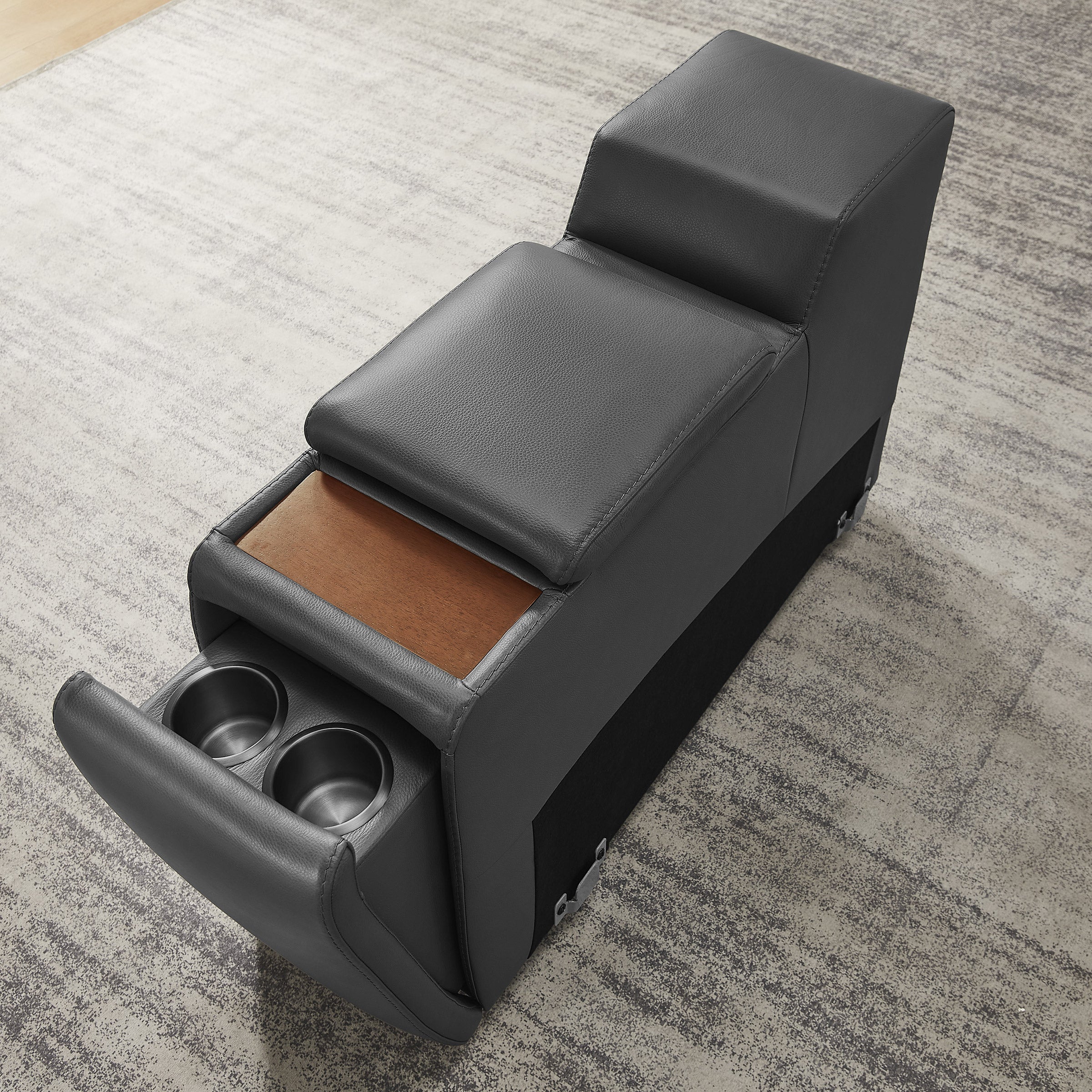 Karson Storage Console With Hidden Cupholders, Gray