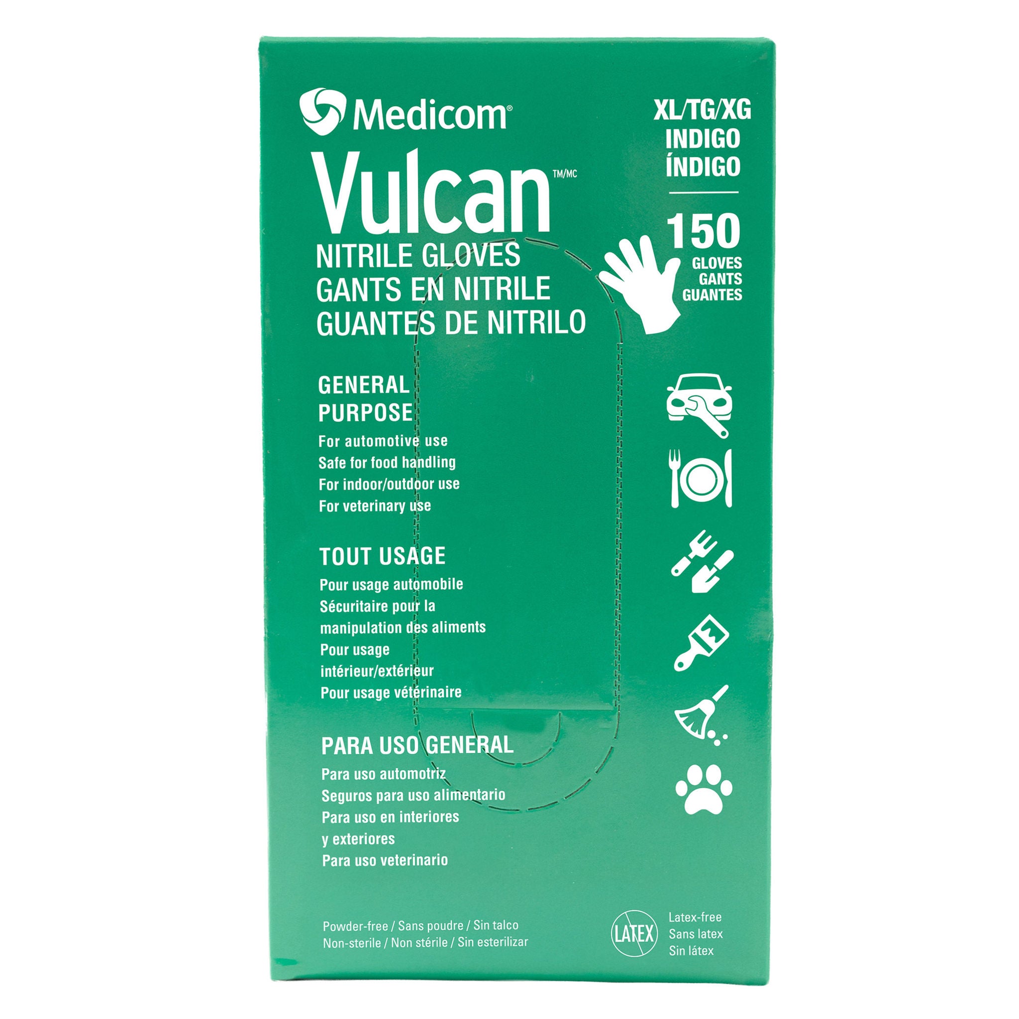 Vulcan Nitrile Gloves, XL, Indigo