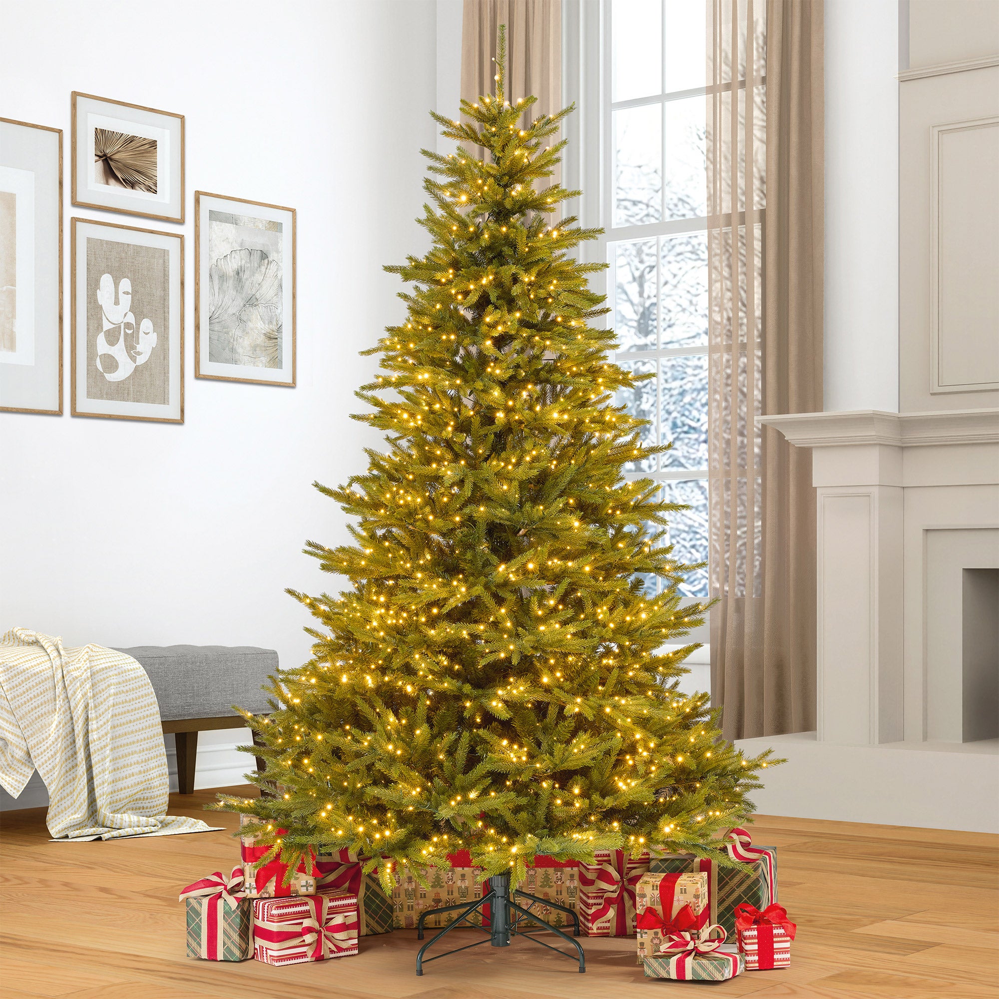 7.5' Pre-Lit European Micro LED with Twinkle Artificial Christmas Tree
