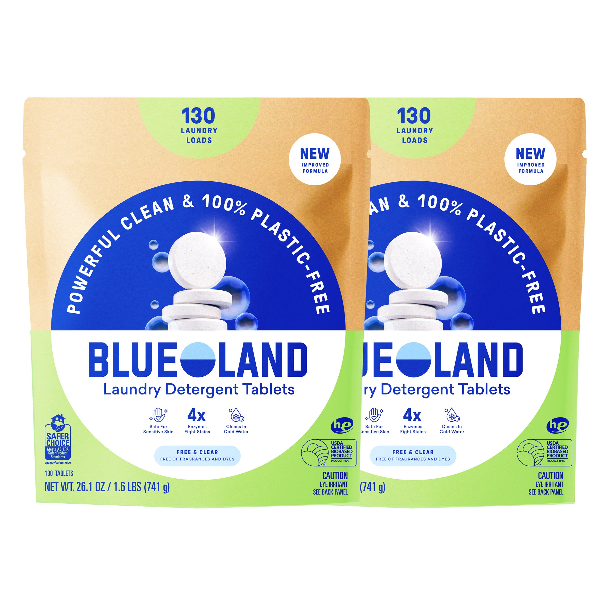 Blueland Laundry Detergent Tablets, Free & Clear, 260-count