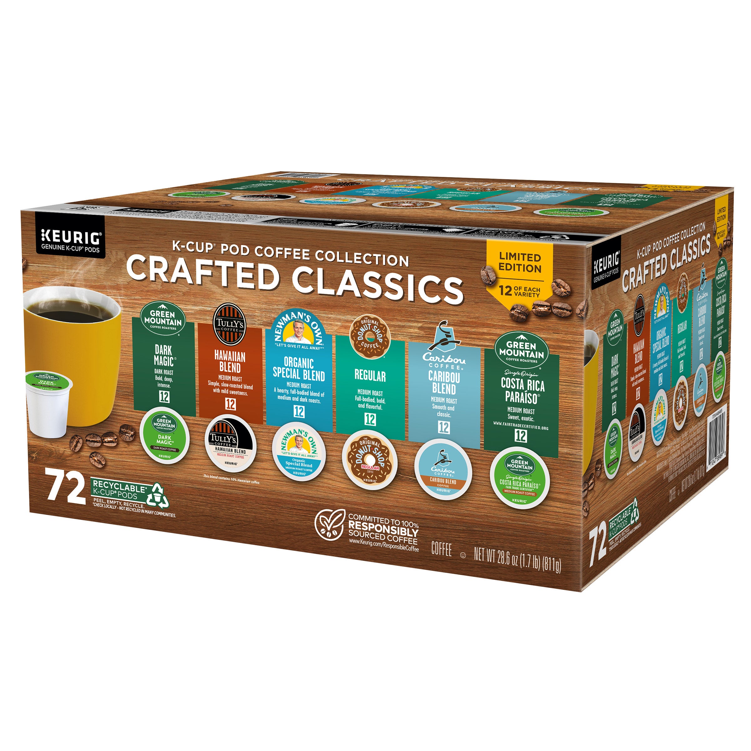 Crafted Classics Coffee K-Cup Pod Variety Pack, 72-count