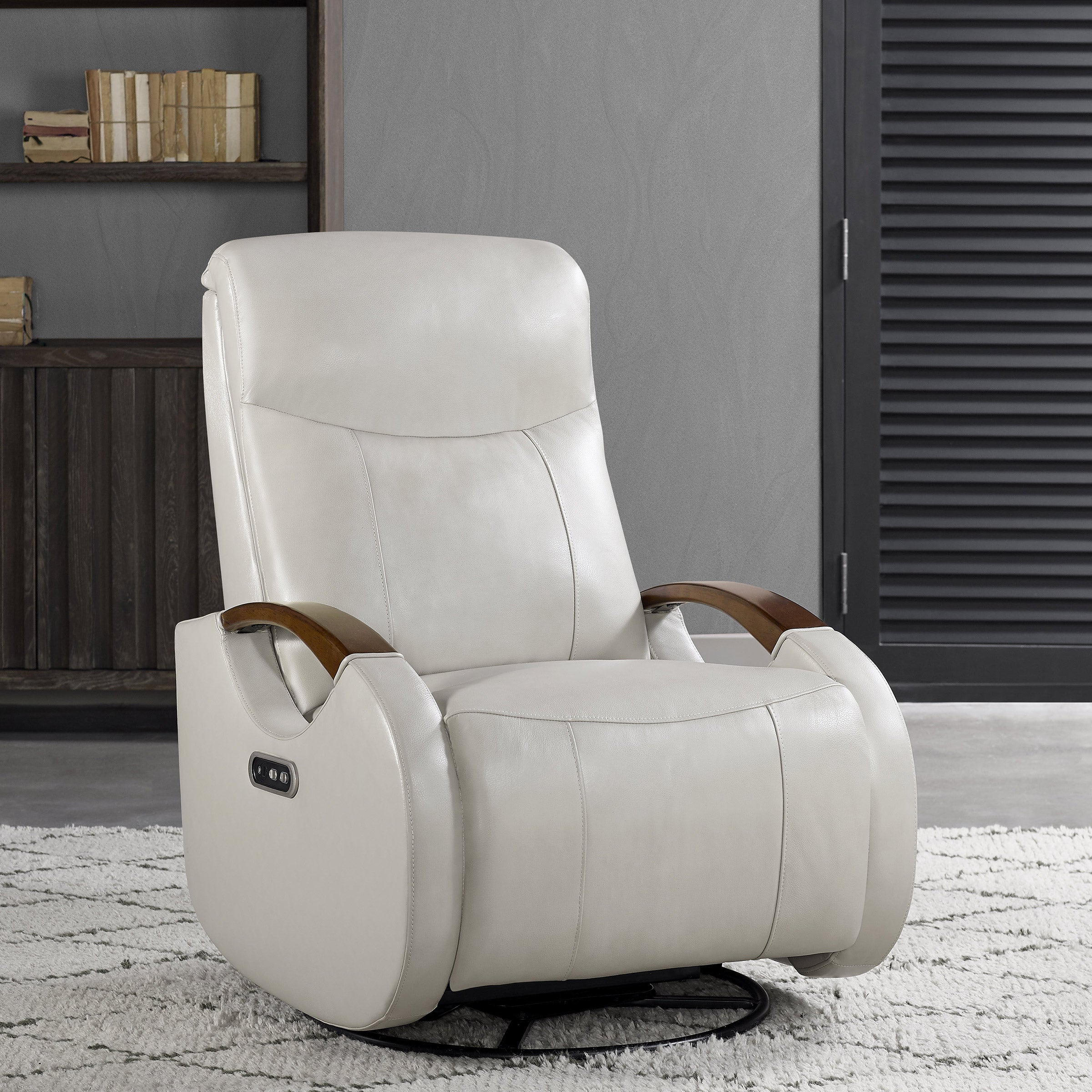 Barcalounger Leather Power Swivel Glider Recliner with Power Headrest