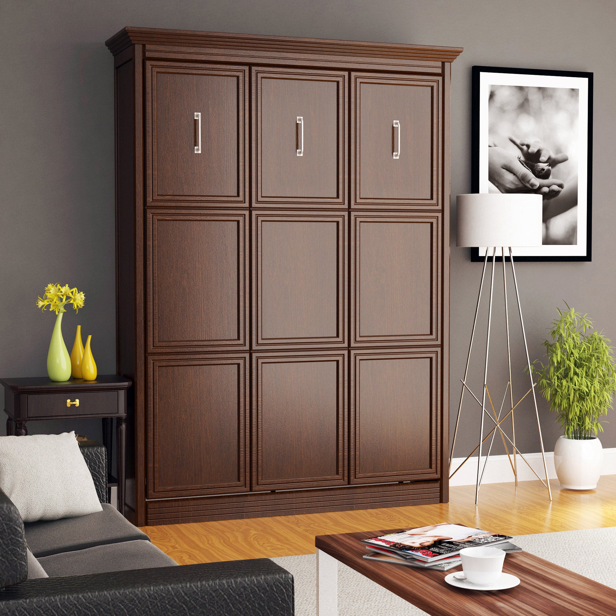Bed & Room Brisbane Queen Portrait Wall Bed in Walnut