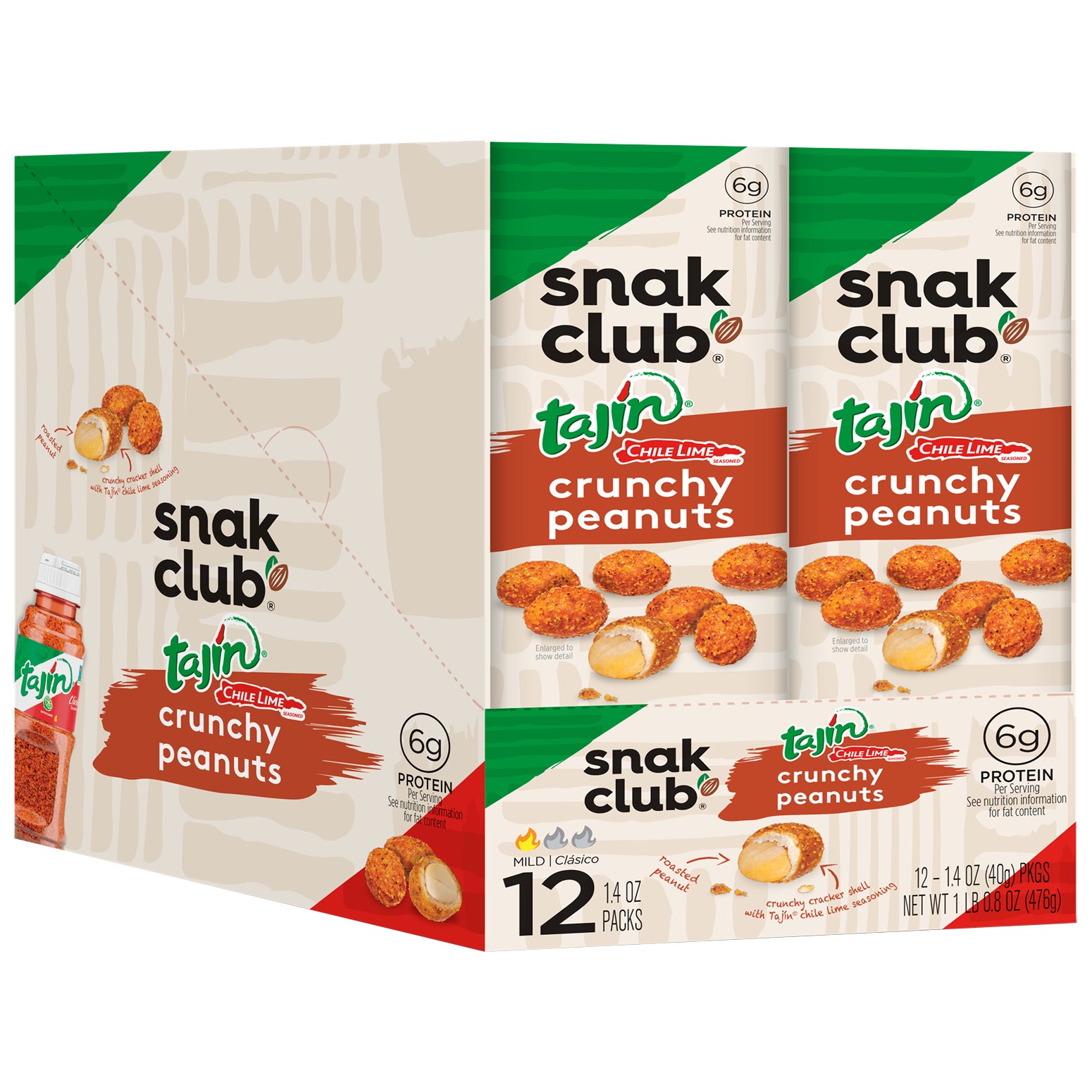 Snak Club Crunchy Peanuts, Tajin Chile Lime, 1.4 oz, 12-count
