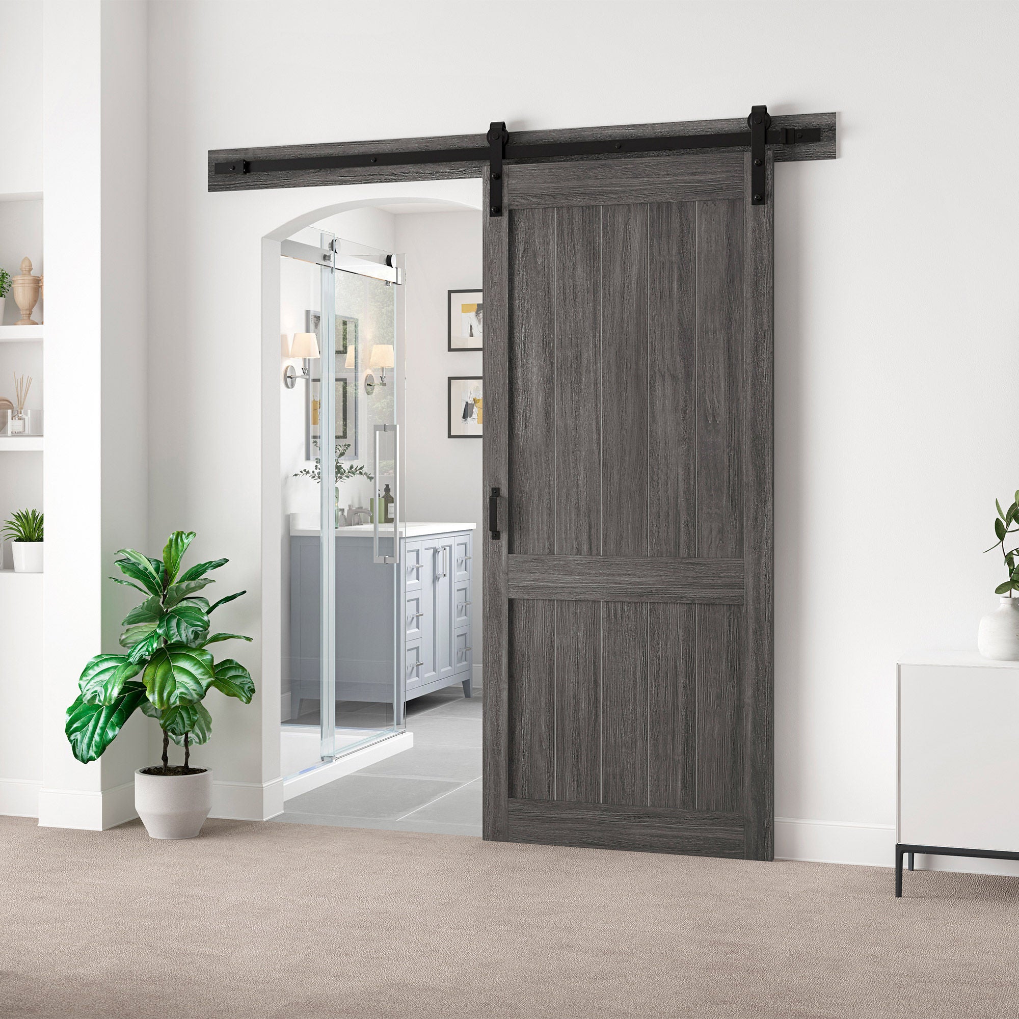 OVE Decors Barn Door with Hardware Kit & Smooth Soft-Close