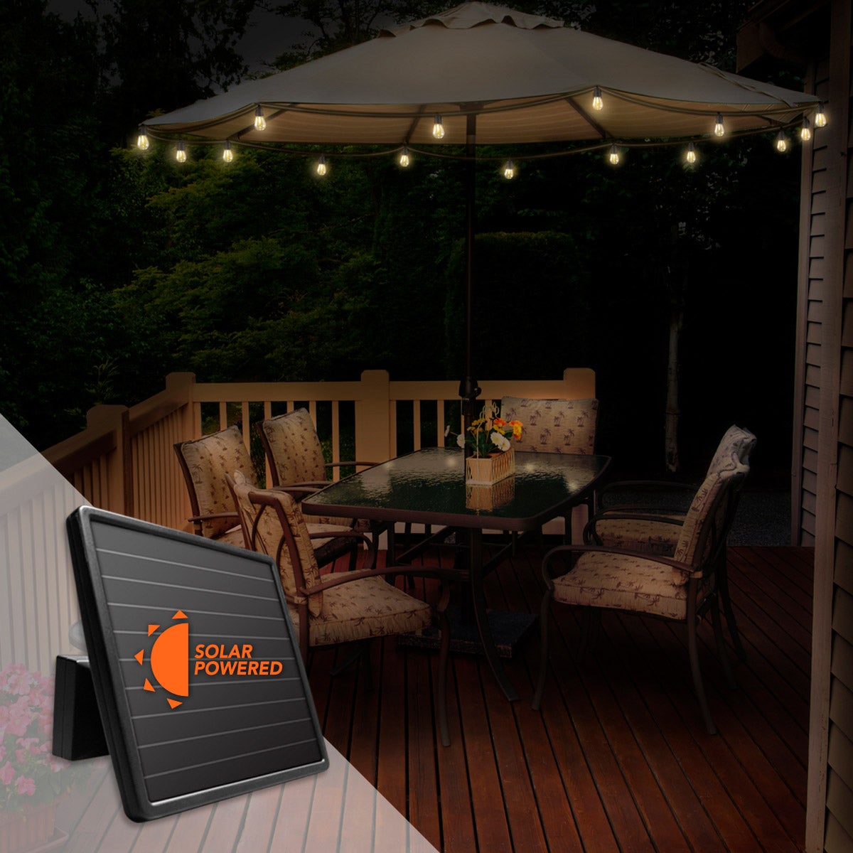 Sunforce 33' 15 LED Bulbs Solar String Light