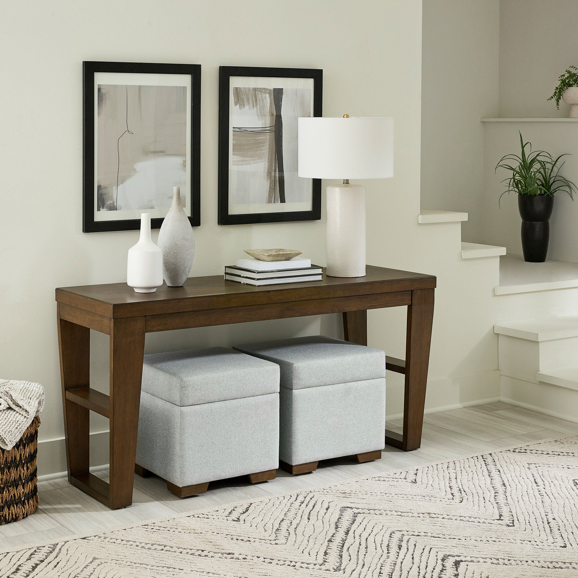 Elena Sofa Table & Two Ottomans