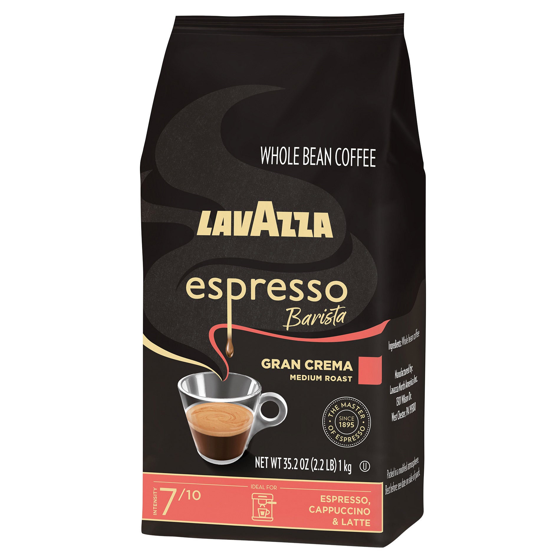 Lavazza Espresso Gran Crema Whole Bean Coffee, Medium, 2.2 lbs