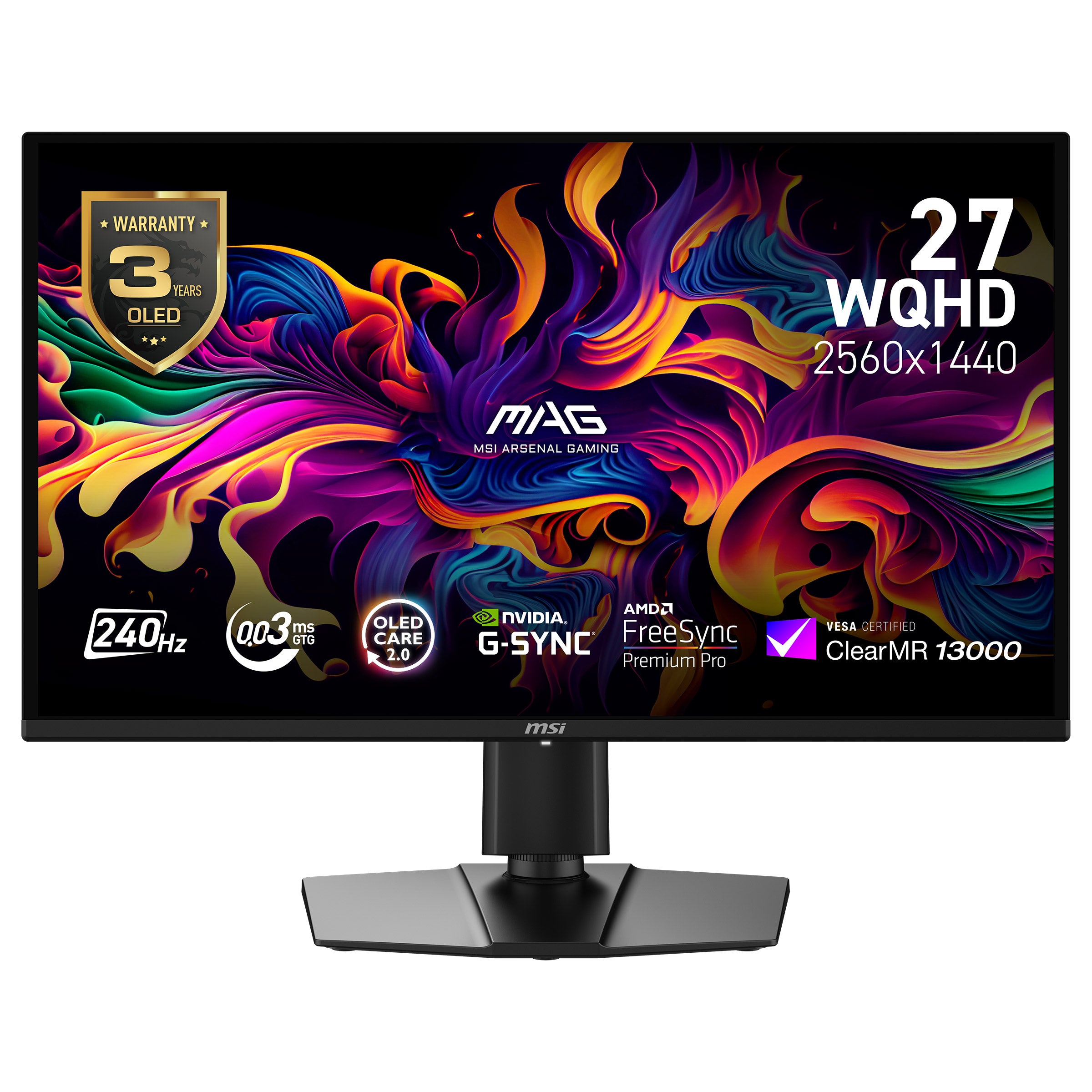 MSI 27" Gaming QHD QD-OLED 240Hz 0.03ms NVIDIA G-Sync & AMD FreeSync Monitor