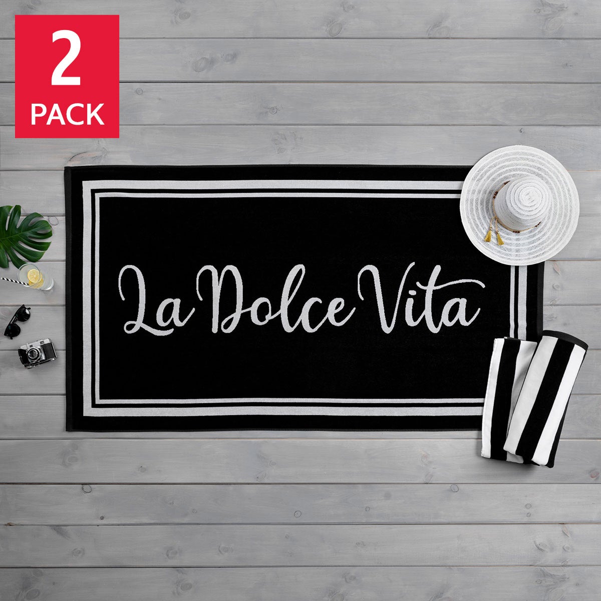 Martha Stewart 2-piece Boardwalk Stripe and La Dolce Vita Beach Towels