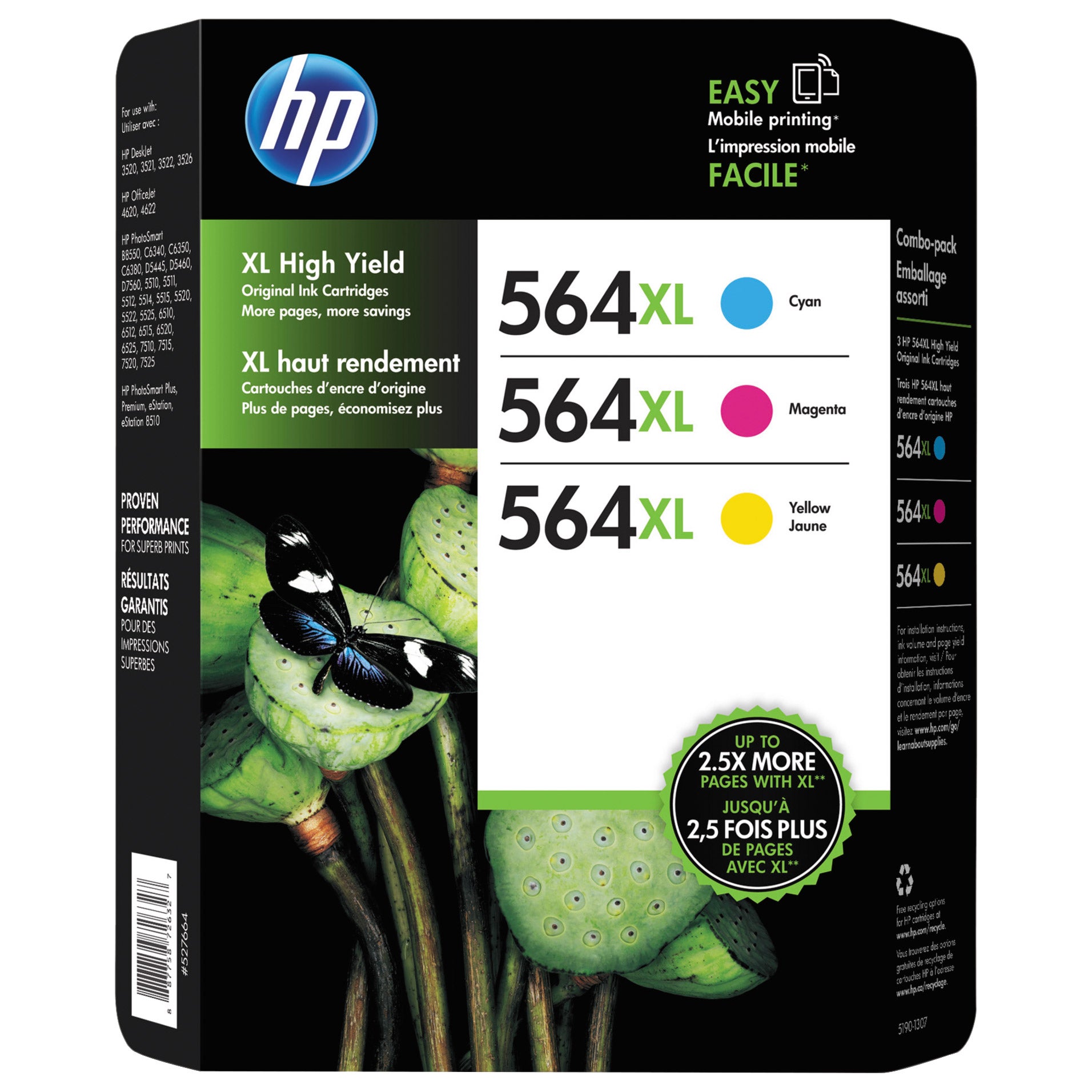 HP 564XL High Yield Ink Cartridge, Tri-Color Pack
