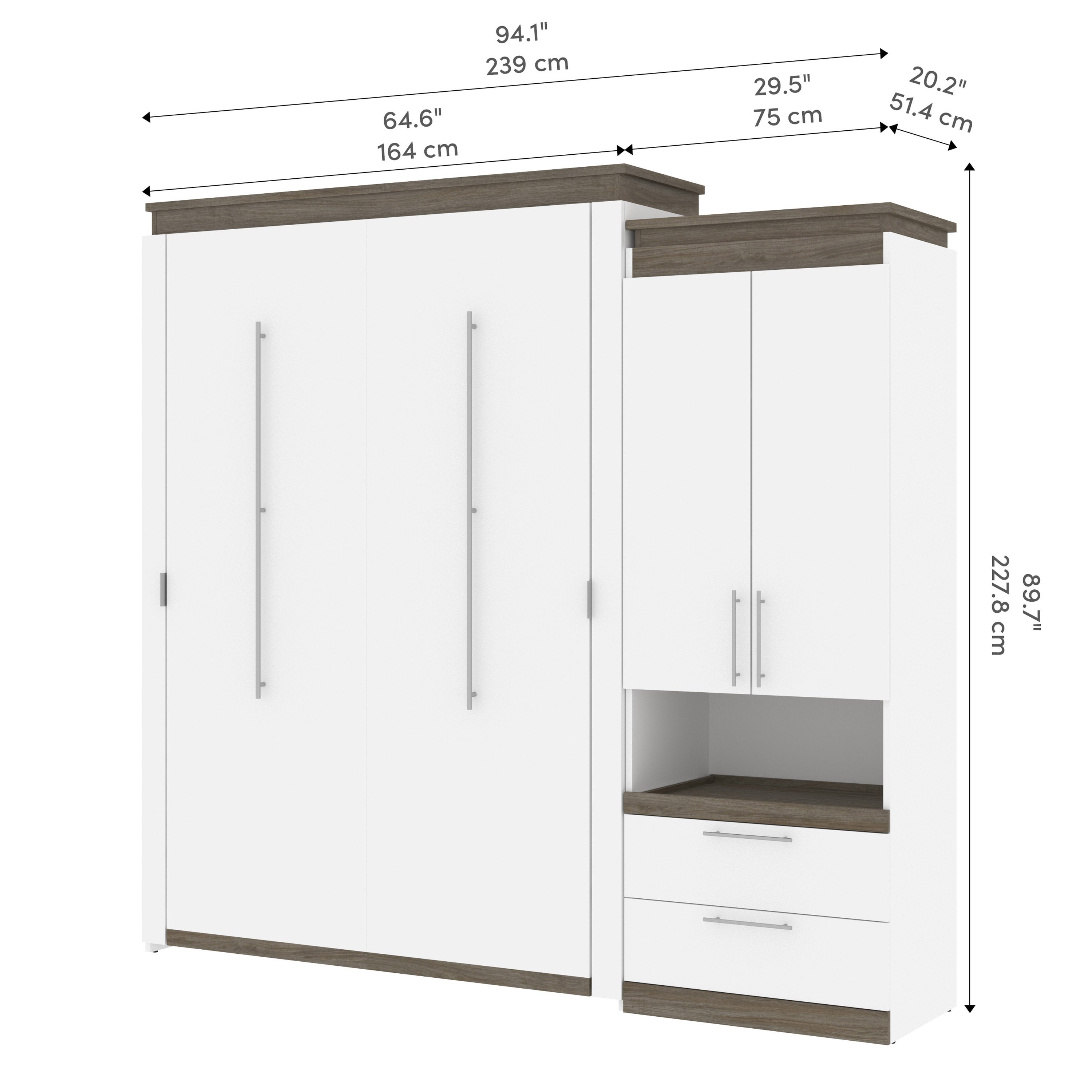 Orion Queen Wall Bed with Storage Cabinet and Nightstand