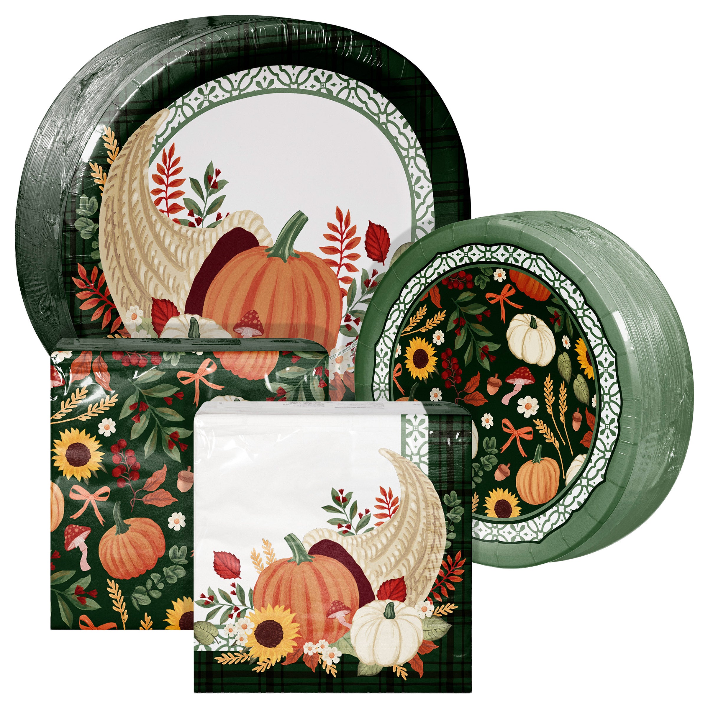 Artstyle Oval Paper Plate and Napkin Bundle, Woodland Gathering, 200-count