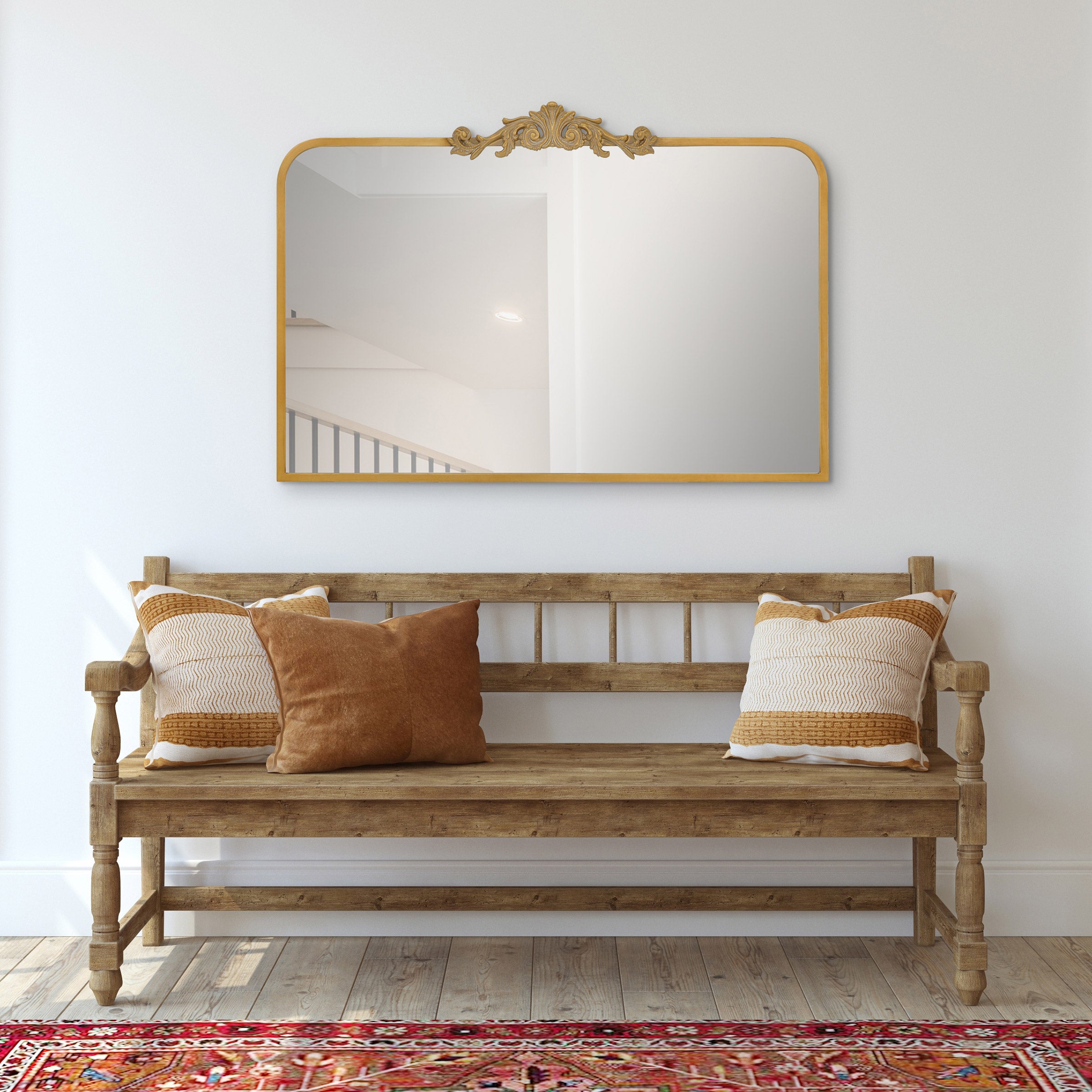 Antique Gold 26” Scroll Wall Mirror