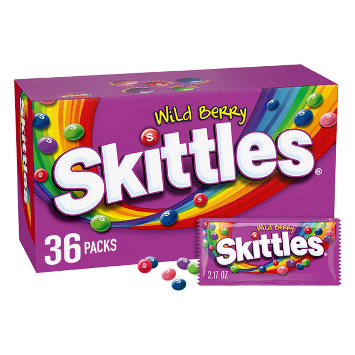 Skittles Bite Size Candy, Wild Berry, 2.17 oz, 36-count