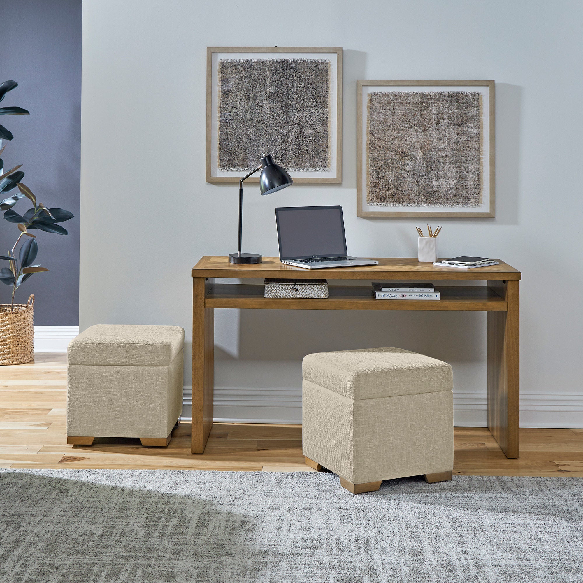 Zealand Sofa Table and 2 Ottomans
