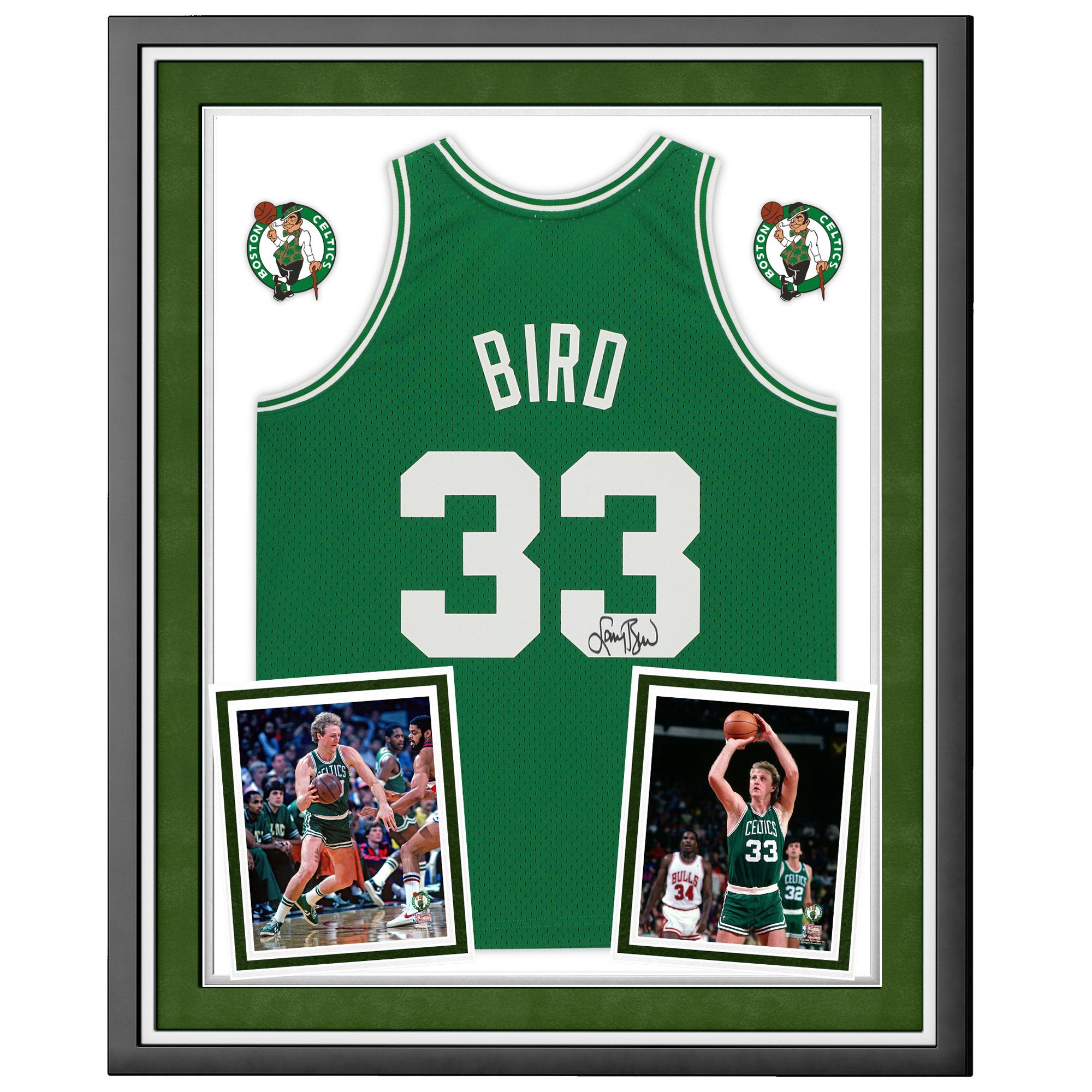 Larry Bird Boston Celtics Deluxe Framed Autographed Green Mitchell & Ness Authentic Jersey