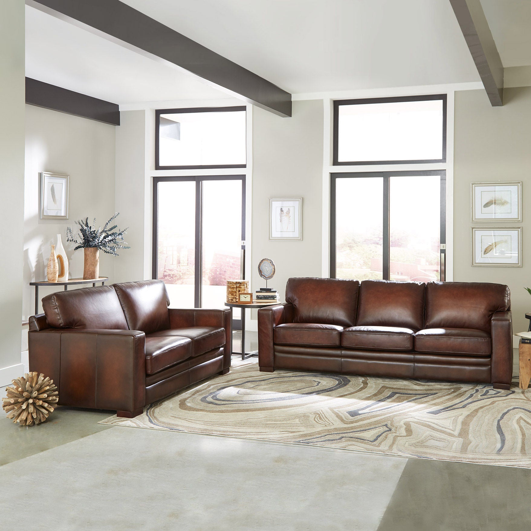 Luca 2-piece Top Grain Leather Set - Sofa, Loveseat