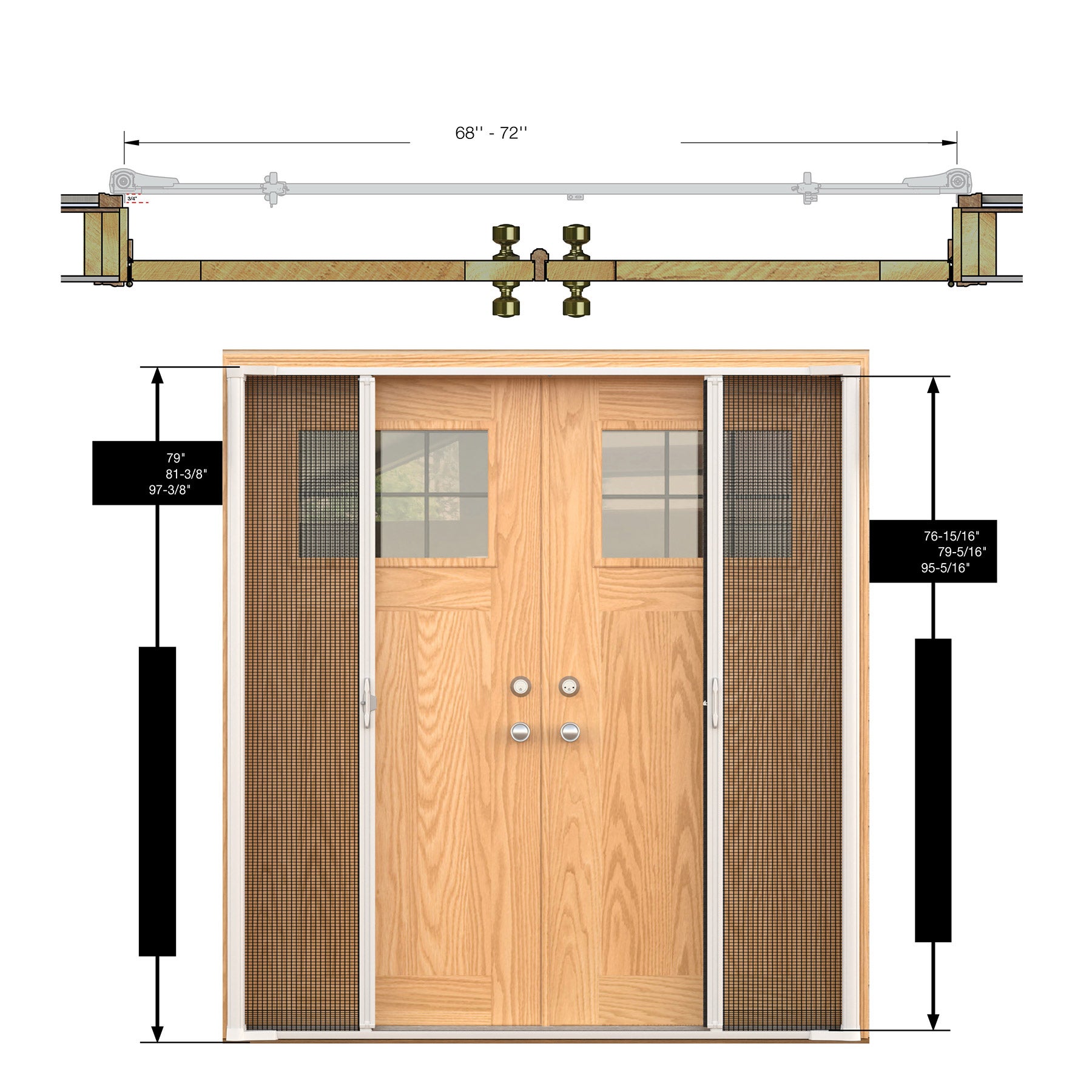 Cool Retractable Screen Door for Double Door Opening