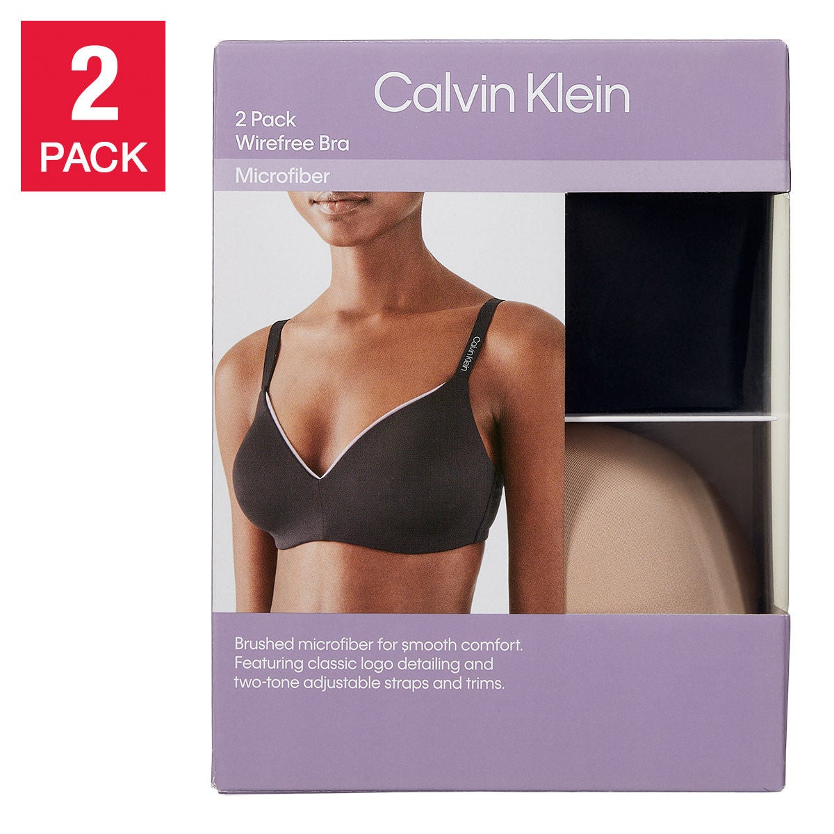 Calvin Klein Ladies' Wirefree Bra, 2-pack