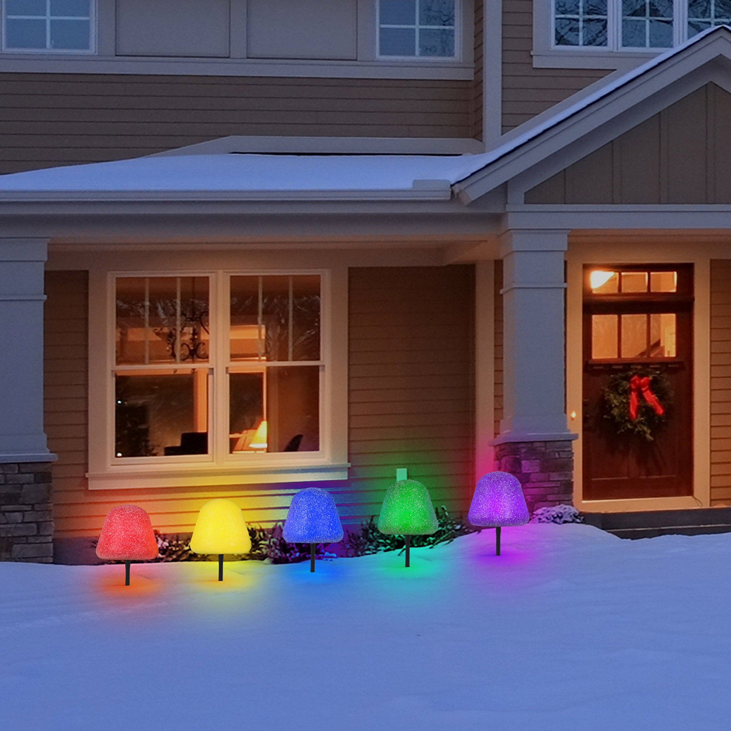 Mr. Christmas 7" Sugared Gumdrop LED Pathway Lights, Set of 5