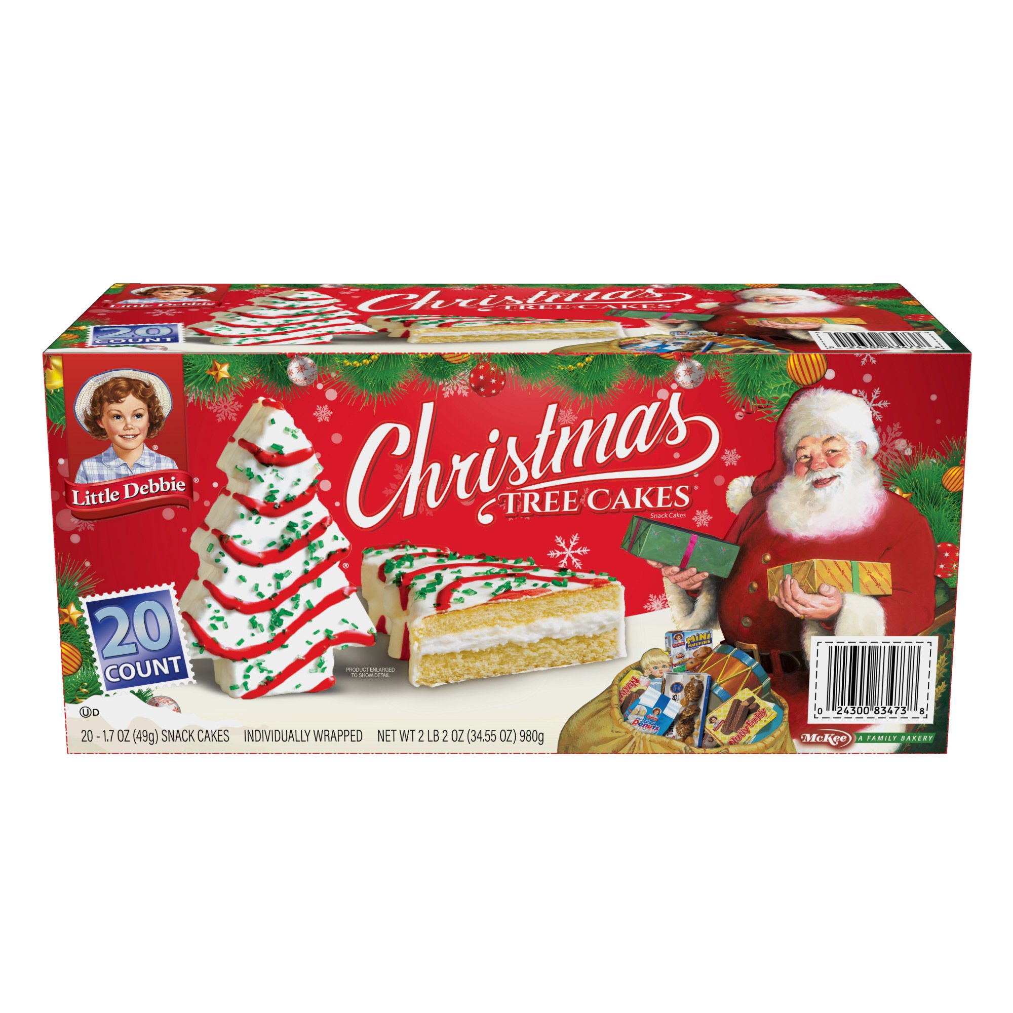 Little Debbie Christmas Tree Cakes, 1.7 oz, 20-count