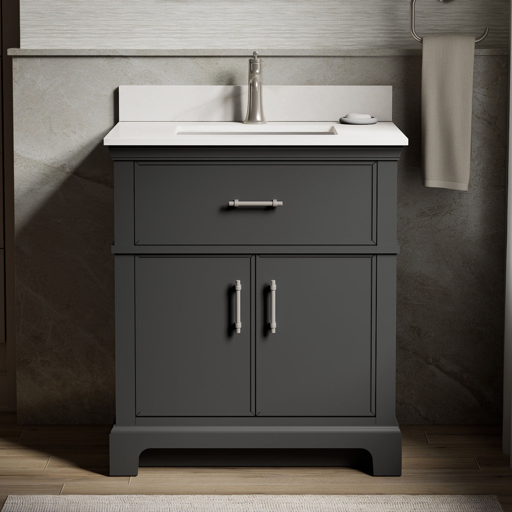 Kohler Chulton Bathroom Vanity with Sink and Quartz Top in Gray