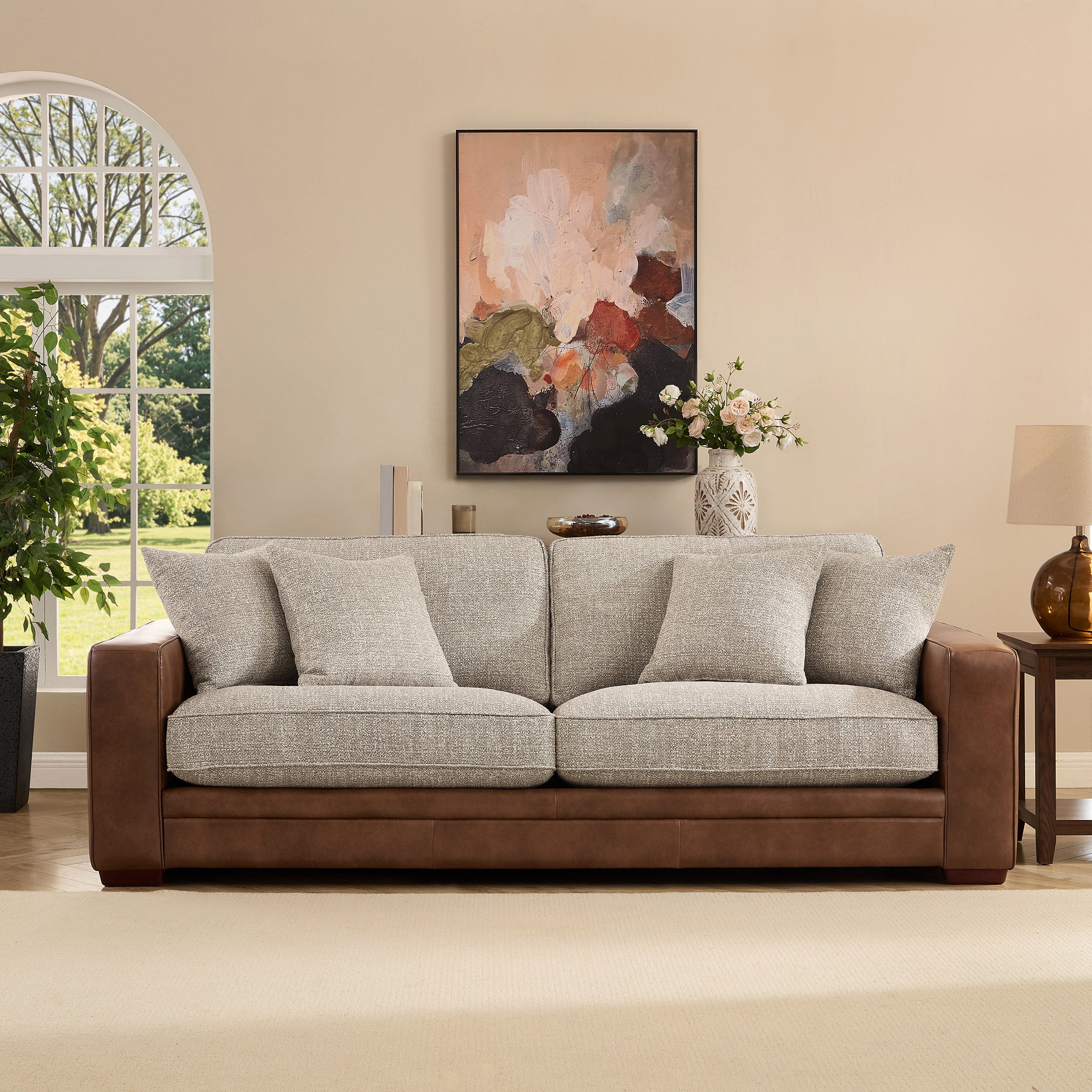 Mitchell Top Grain Leather Sofa, Brown