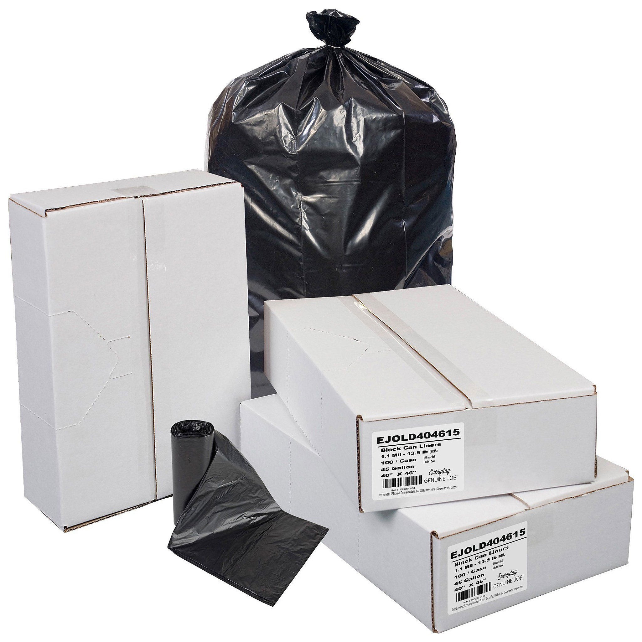 Genuine Joe 45-gallon Recycled Can Liner, Black, 100-count