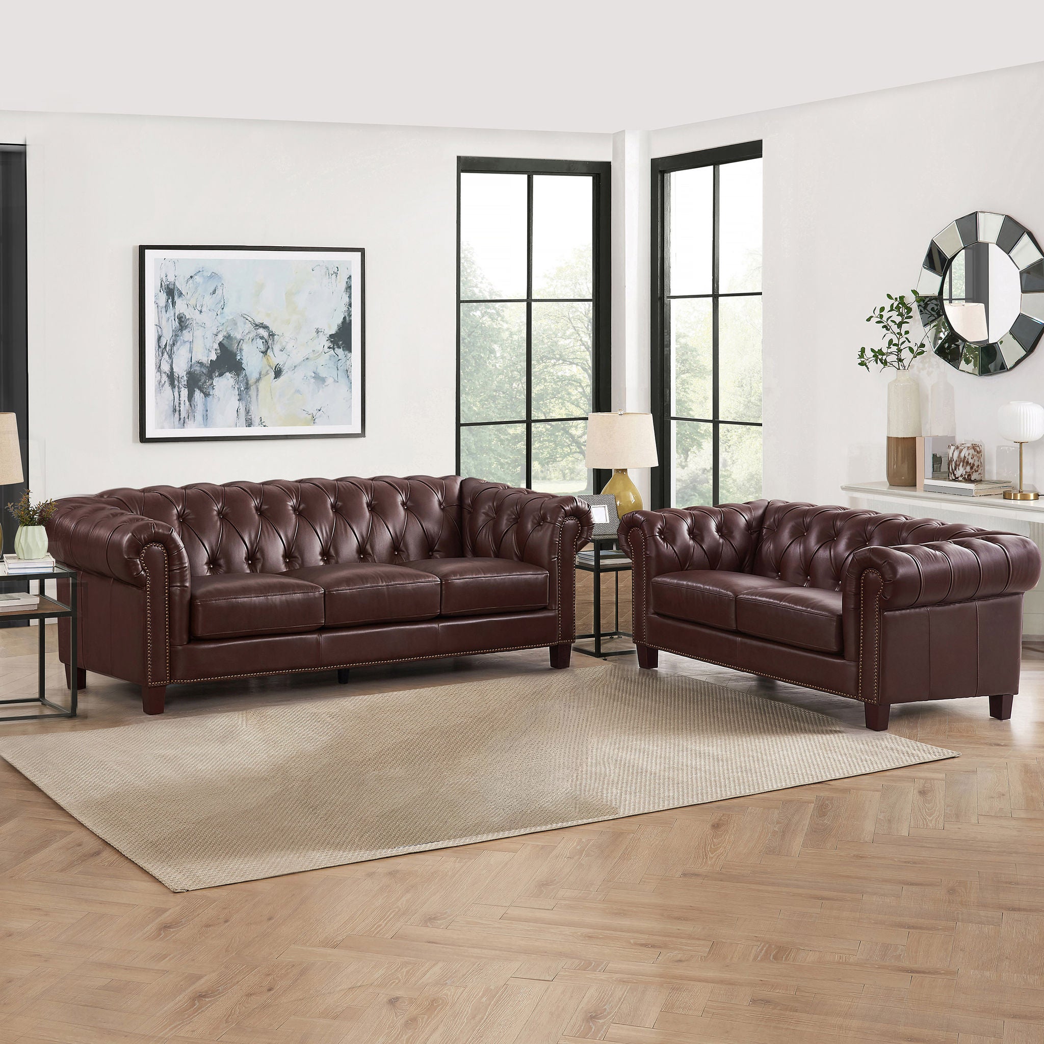 Baldwin Top Grain Leather Sofa Collection, Brown