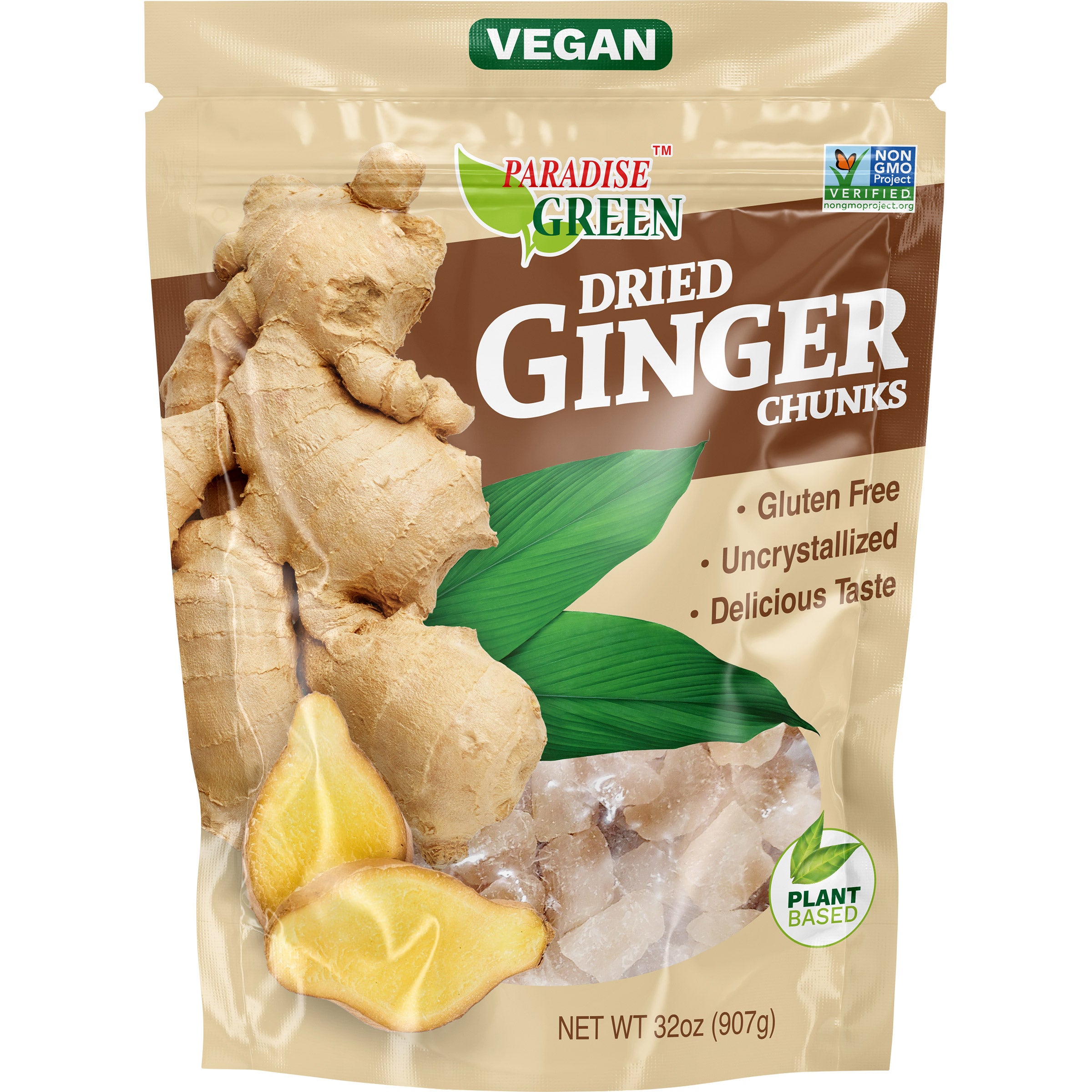 Paradise Green, Dried Ginger Chunks, 32 oz