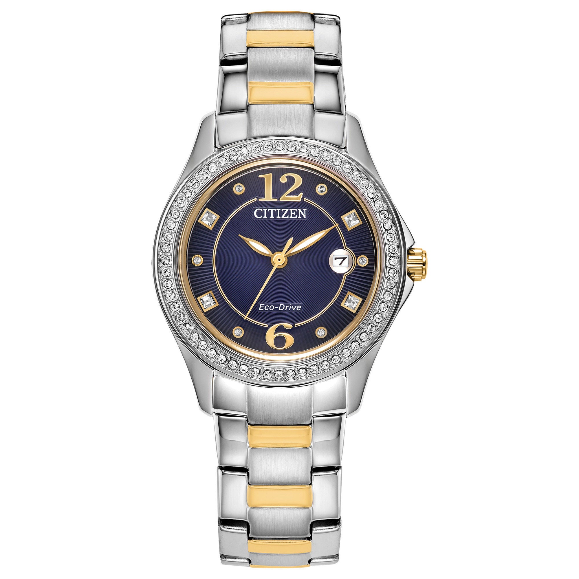 Citizen Eco-Drive Classic Crystal Two-Tone Stainless Steel Women's Quartz Watch, 30mm