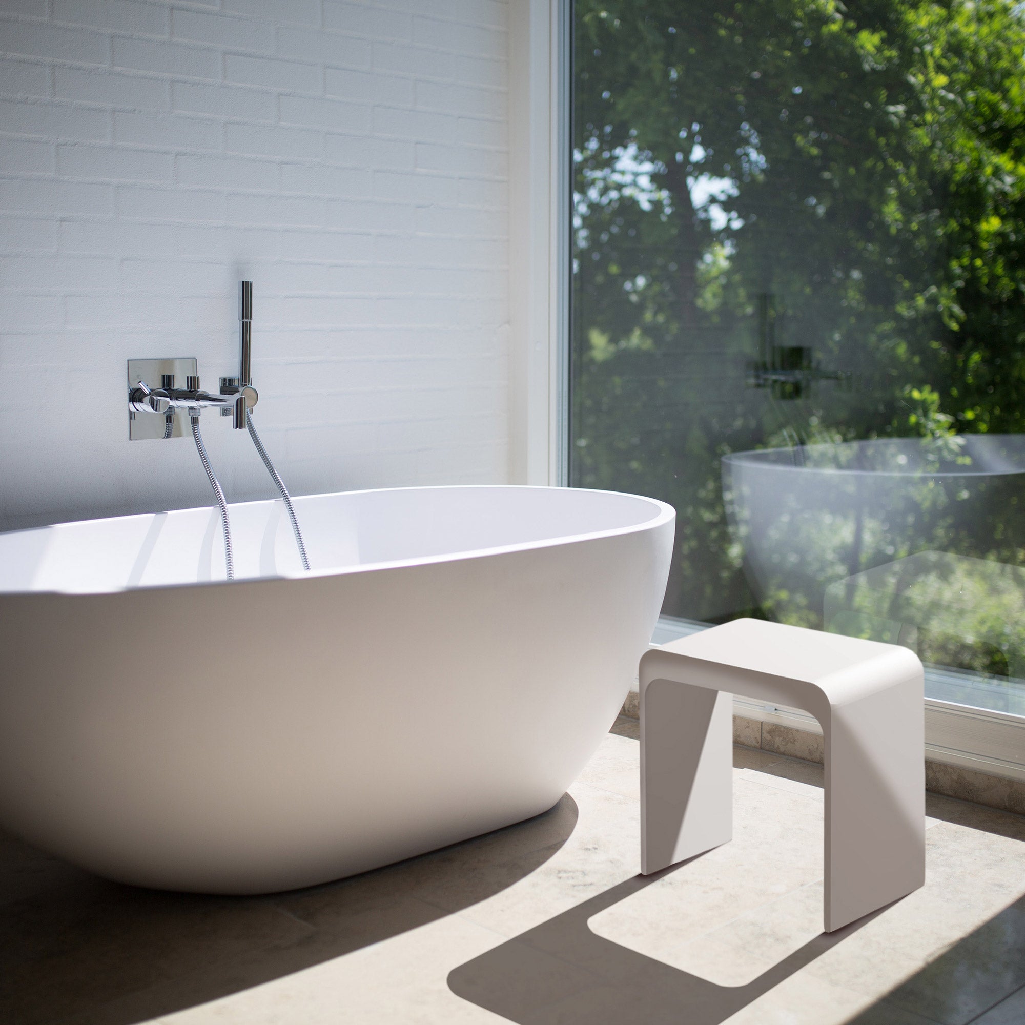 Jade Cast Stone Bath Bench