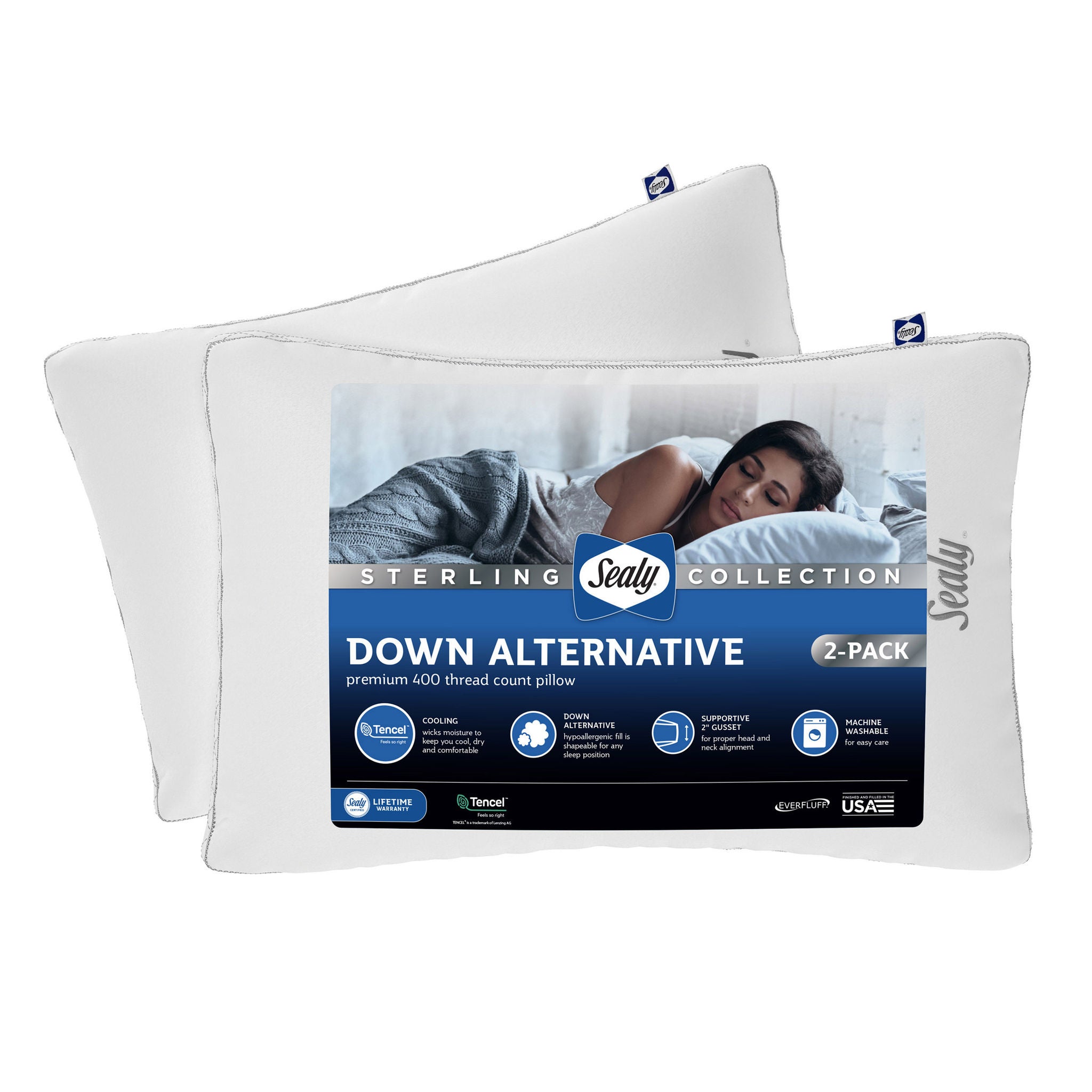 Sealy Sterling Collection Down-Alternative Pillow, 2-pack