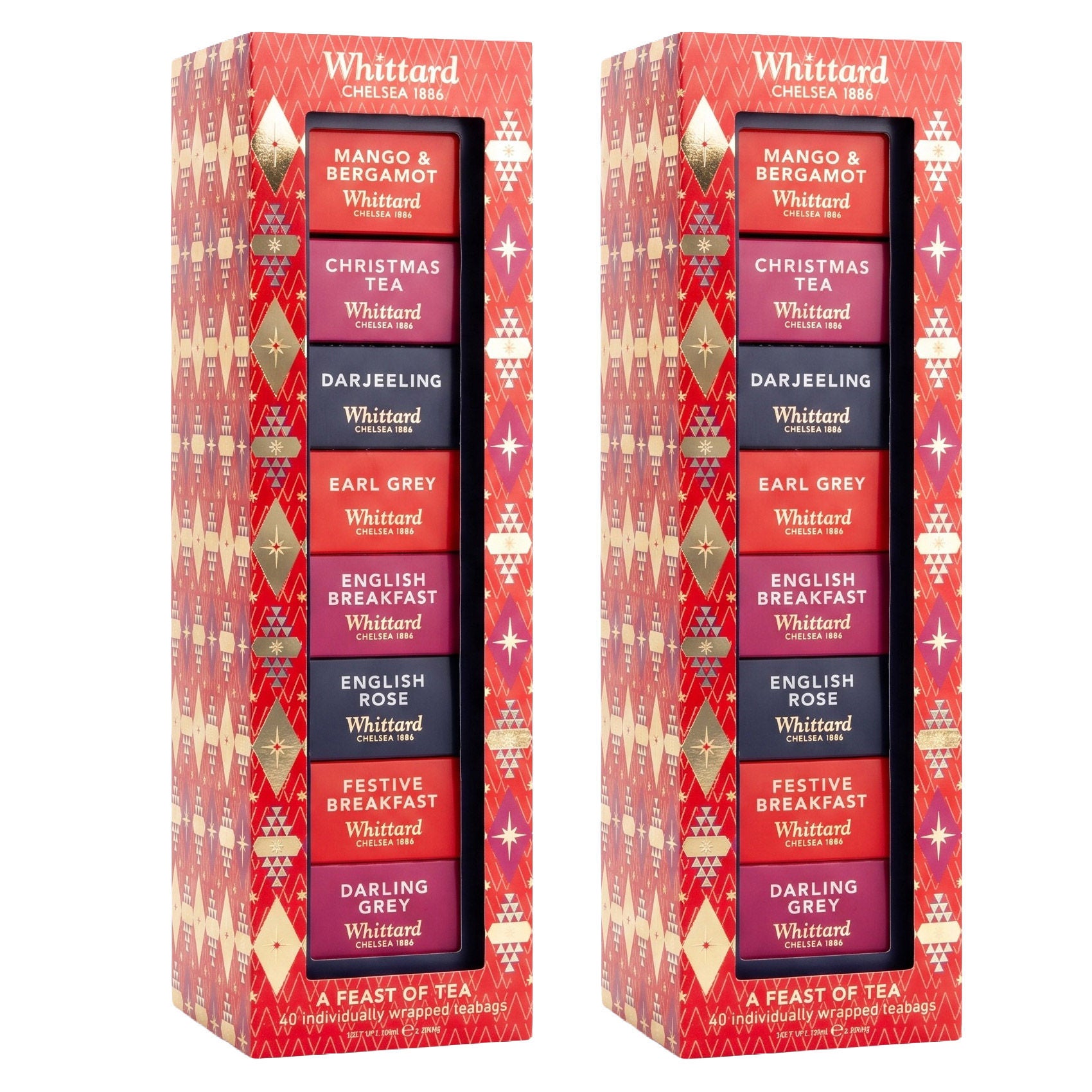 Whittard Feast of Tea, 2 Pack, 80 Tea Bags Total
