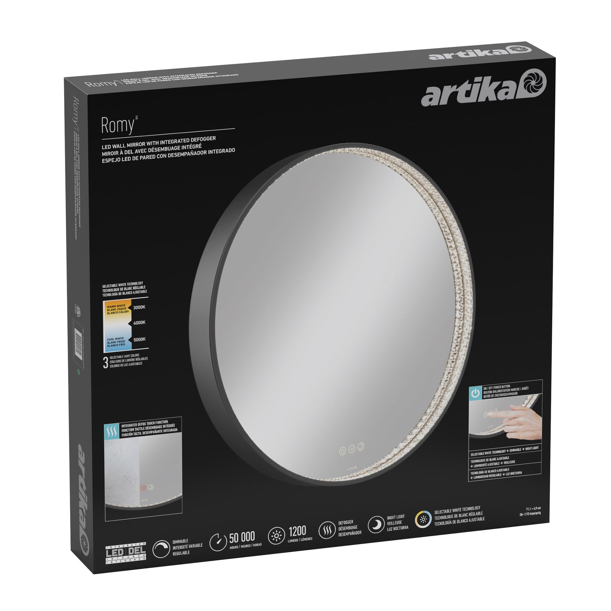 Artika Romy 28" LED Lighted Wall Mirror with Defogger