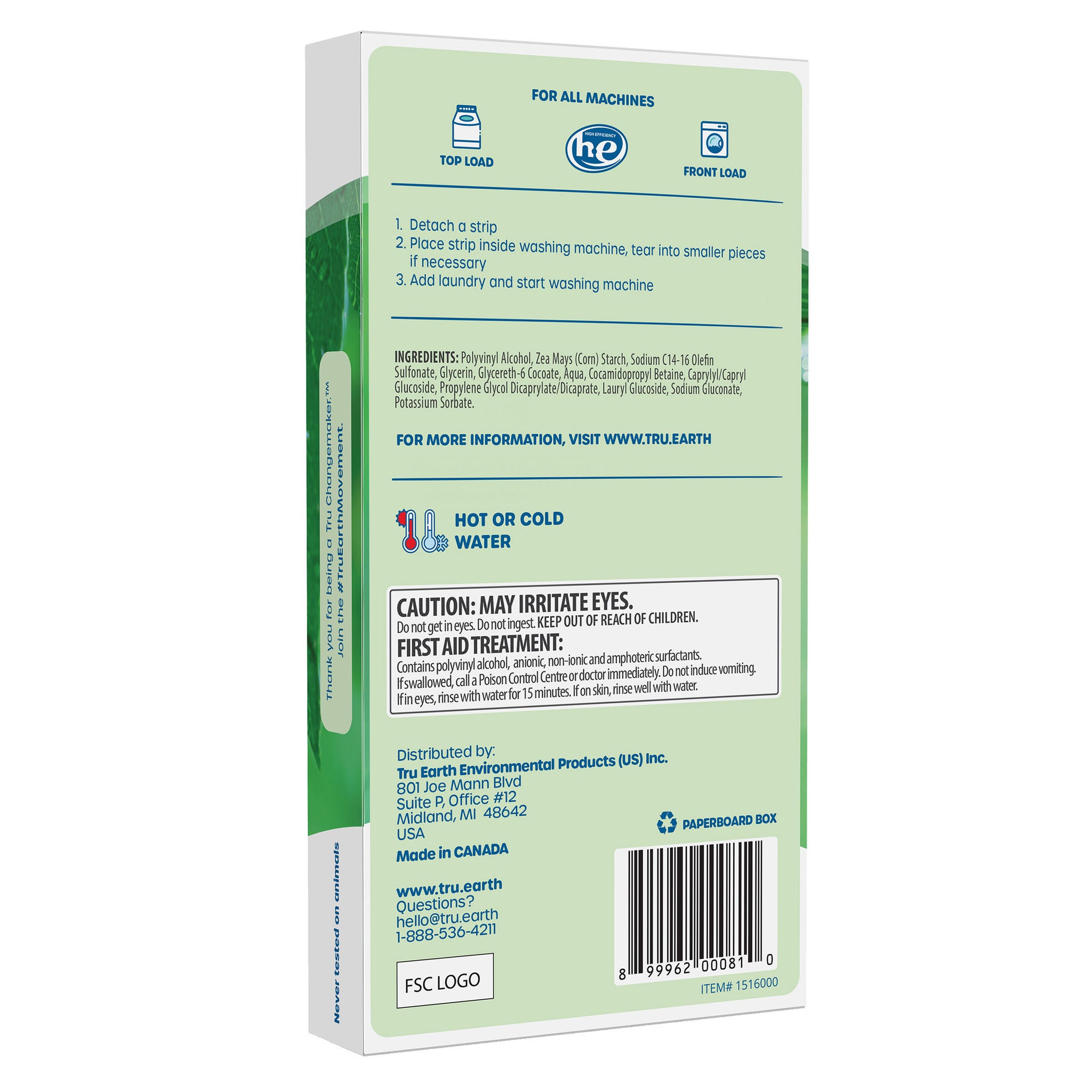 Tru Earth Eco-Strips Laundry Detergent Strips, Fragrance Free, 232 Loads, 116 Strips