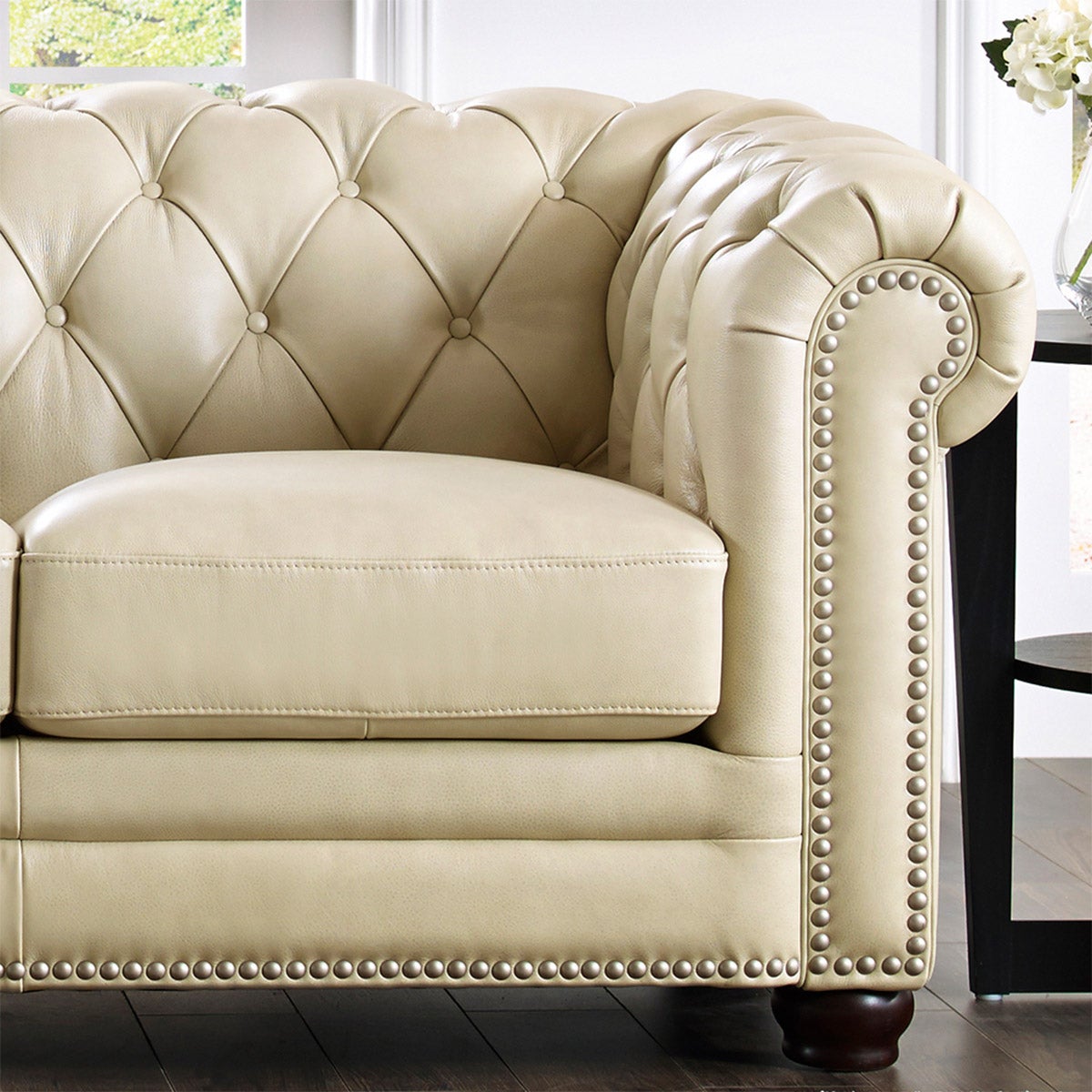 Allington Top Grain Leather Sofa - Eggshell White